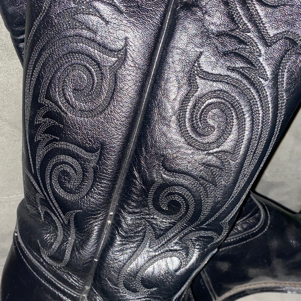 Tony Lama Black Leather Boots - Picture 8 of 8